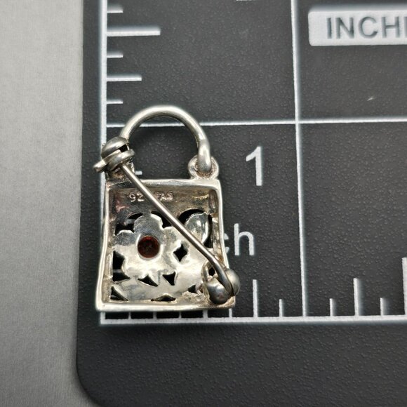 Sterling Garnet Purse Brooch by FAS – Chic & Collectible - Picture 7 of 9